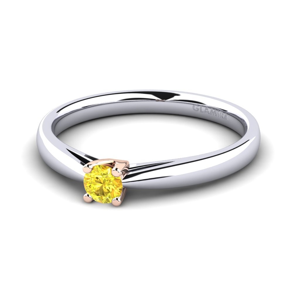 14ct White & Rose Gold Yellow Sapphire Women's Ring Grace 0.16 crt