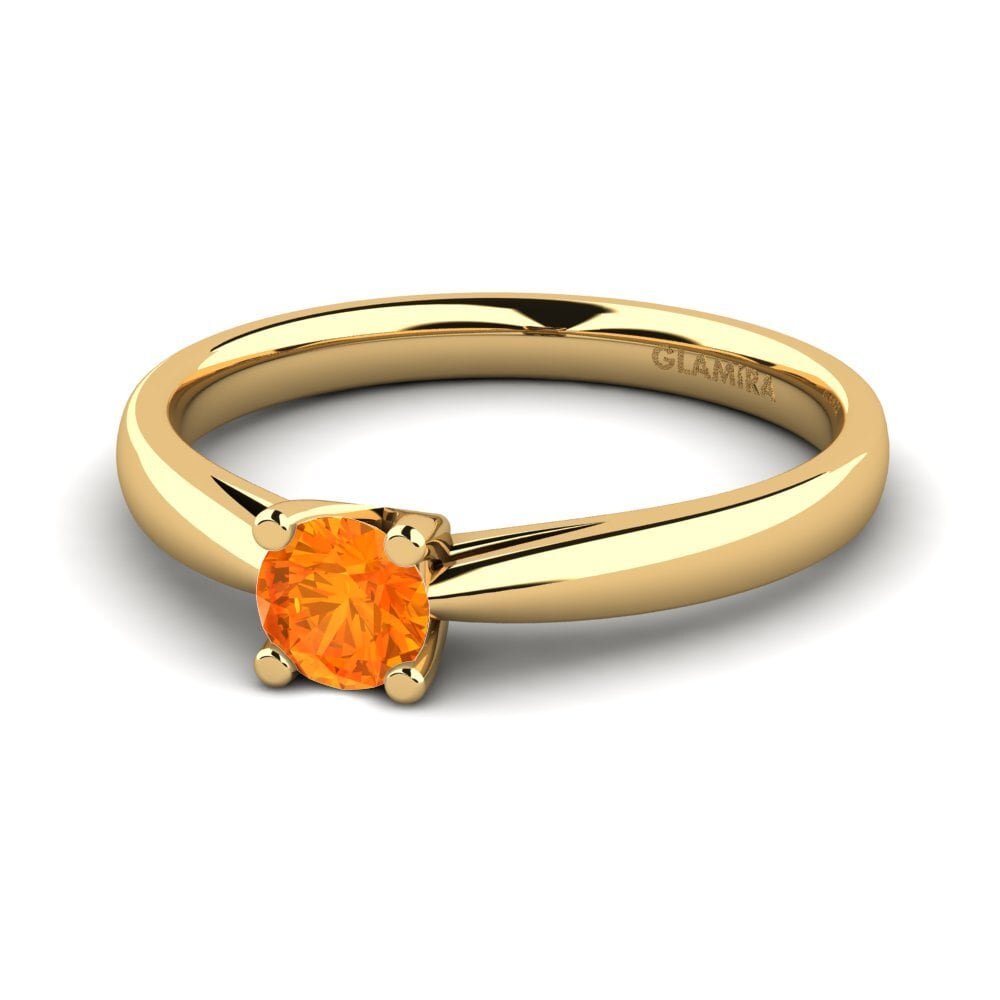 18k Oro Amarillo Zafiro Naranja Anillo de compromiso Grace