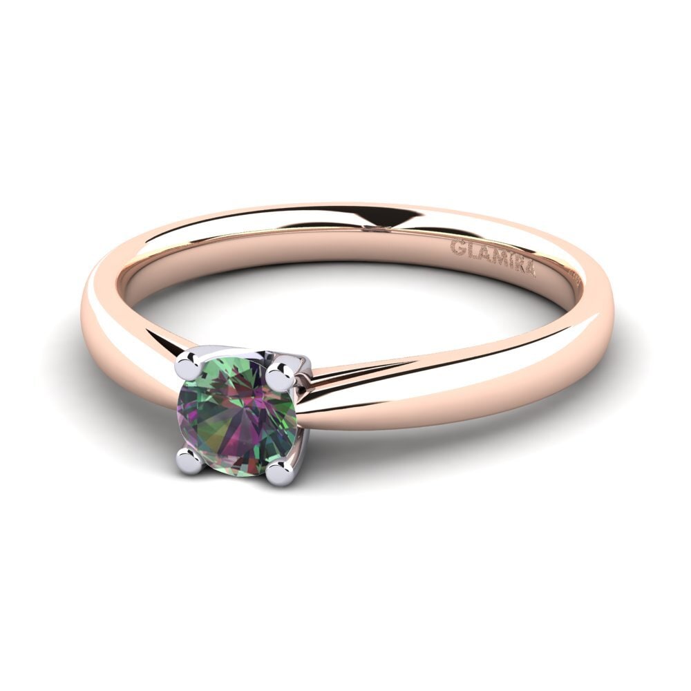 9ct Rose & White Gold Mystic Topaz Engagement Ring Grace