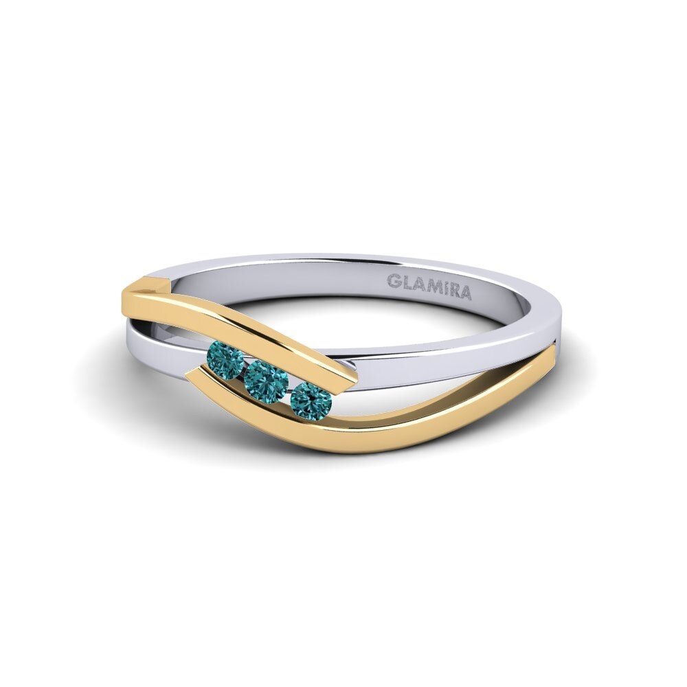 18k Oro Blanco & Amarillo Anillo de compromiso Gratia