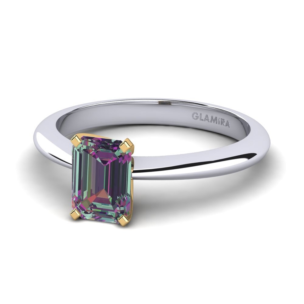 14k Oro Blanco & Amarillo Topacio Místico Anillo de compromiso Hayley