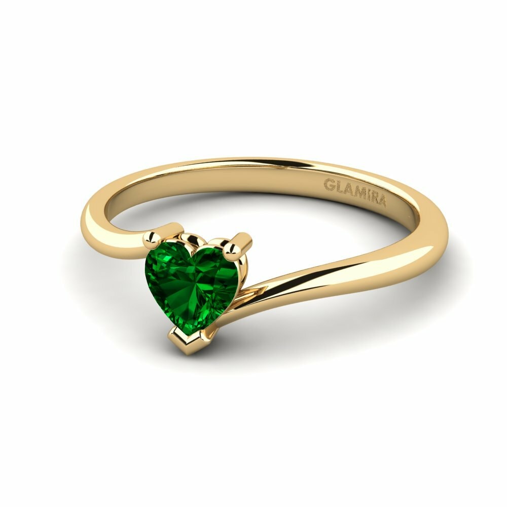 Green Zirconia Engagement Ring Hearteye 5.0 mm
