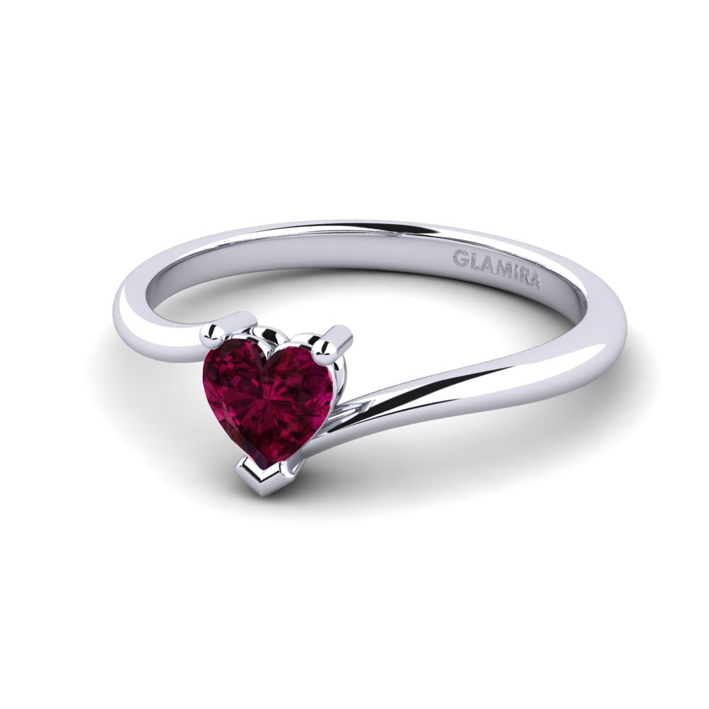 9ct White Gold Rhodolite Garnet Engagement Ring Hearteye 5.0 mm