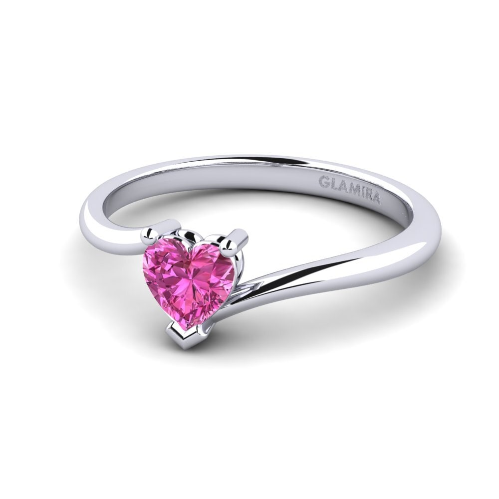 9ct White Gold Pink Topaz Engagement Ring Hearteye 5.0 mm