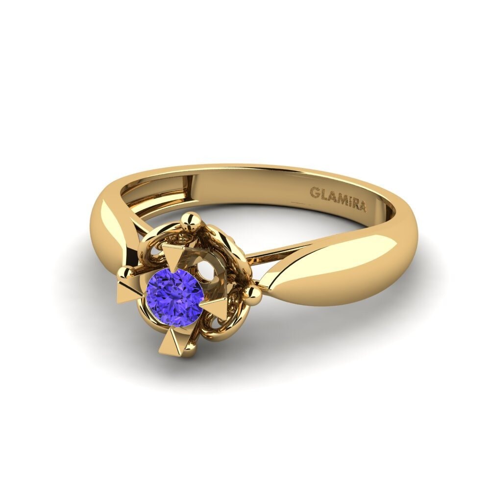 18k Oro Amarillo Tanzanita Anillo de compromiso Indifferently