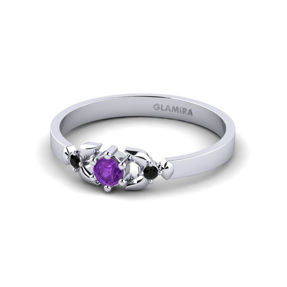 18k Oro Blanco Amatista Anillo de compromiso Iodine