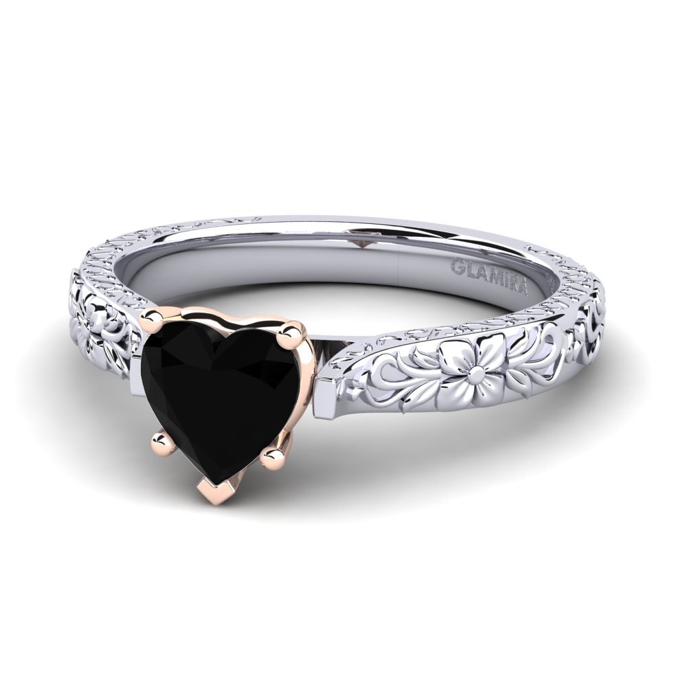 14ct White & Rose Gold Black Sapphire Women's Ring Joanna
