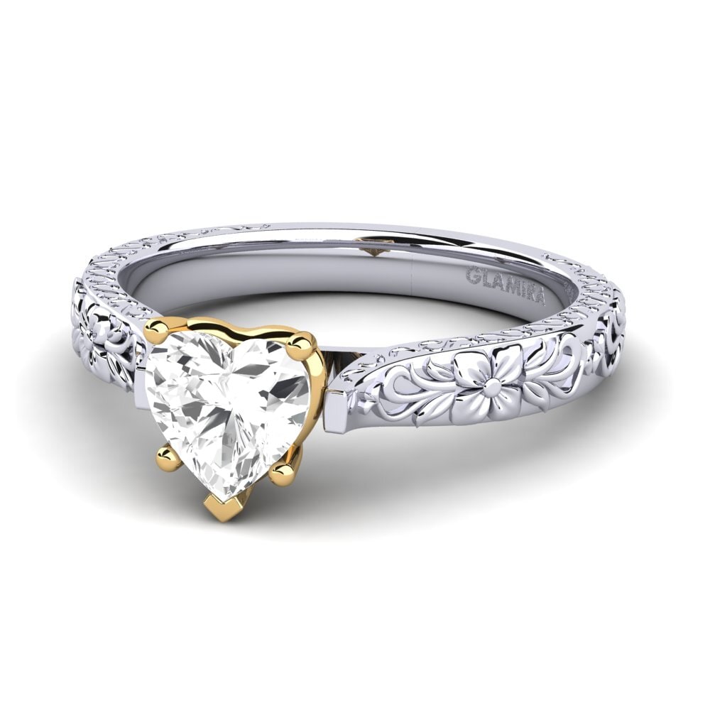 14ct White & Yellow Gold White sapphire Women's Ring Joanna