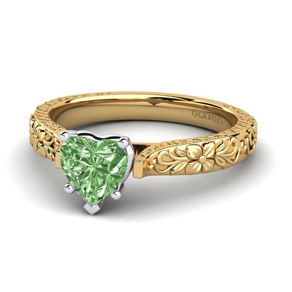 18ct Yellow & White Gold Green Diamond Women's Ring Joanna