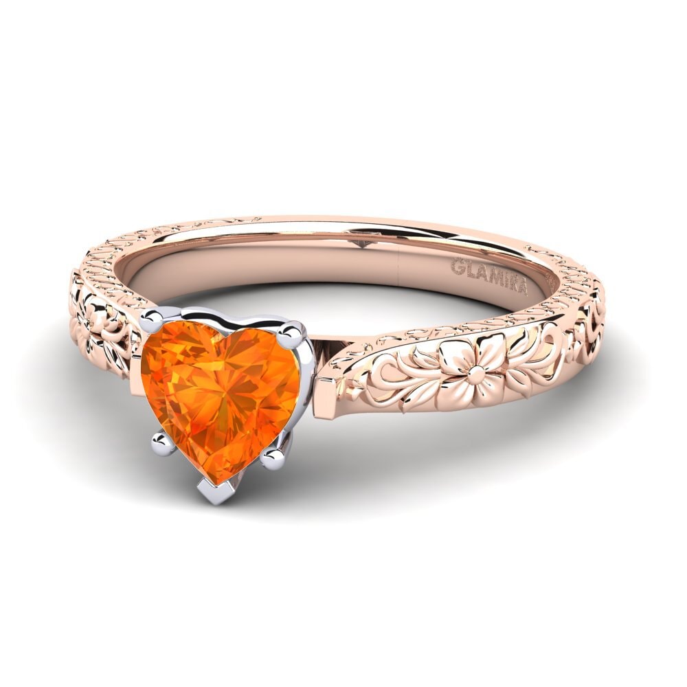 18ct Rose & White Gold Orange Sapphire Women's Ring Joanna