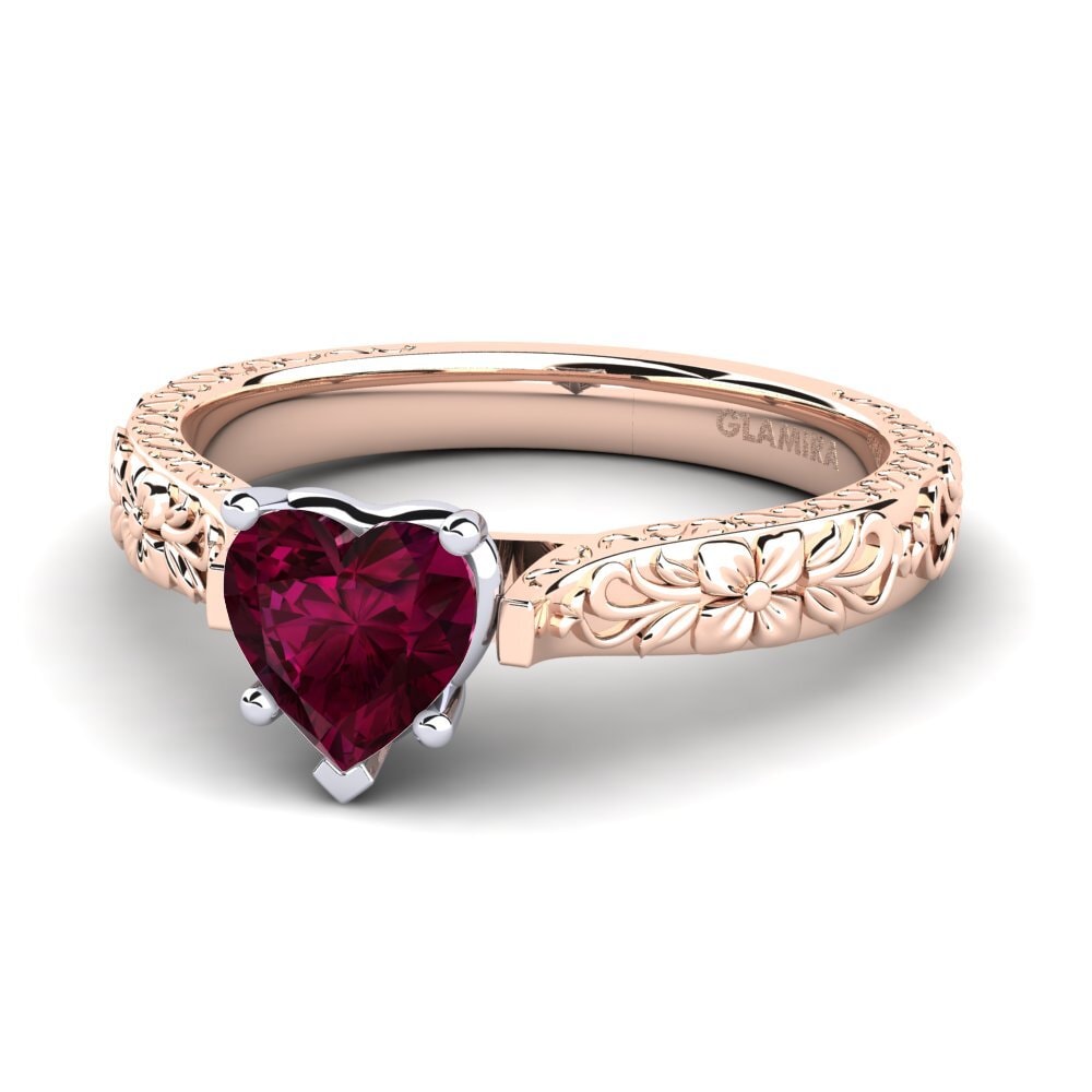 18ct Rose & White Gold Rhodolite Garnet Women's Ring Joanna