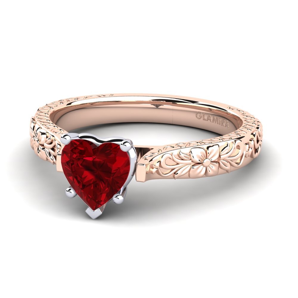 9ct Rose & White Gold Red Zirconia Women's Ring Joanna