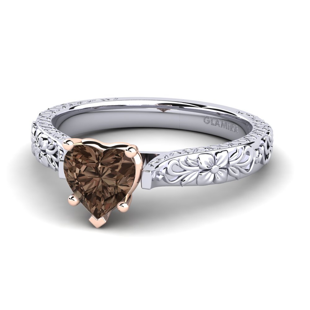 9ct White & Rose Gold Smoky Quartz Women's Ring Joanna