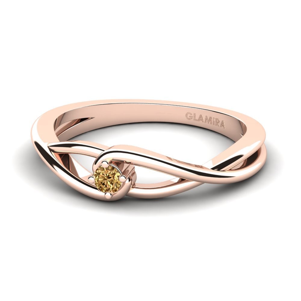 14k Oro Rosa Diamante café Anillo de compromiso Joy 0.07crt