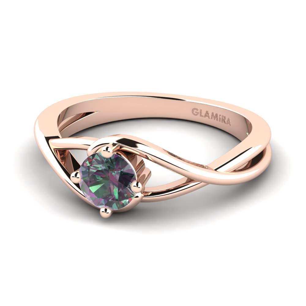 14k Oro Rosa Topacio Místico Anillo de compromiso Joy 0.5crt