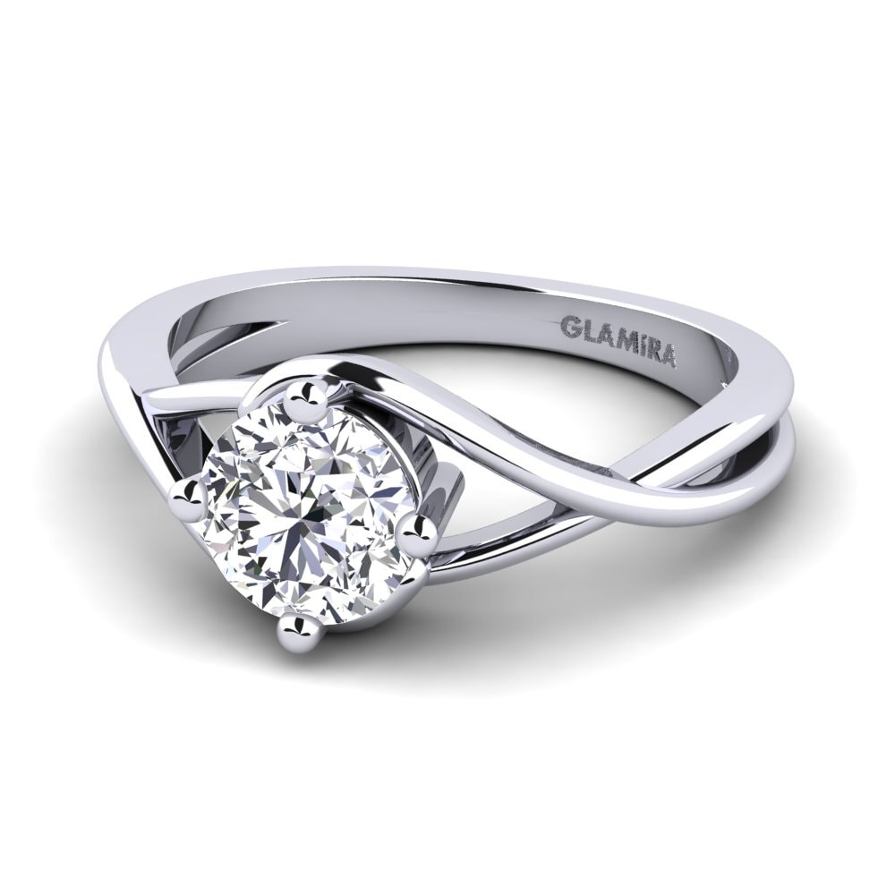 18k Oro Blanco Diamante Anillo de compromiso Joy 1.0crt