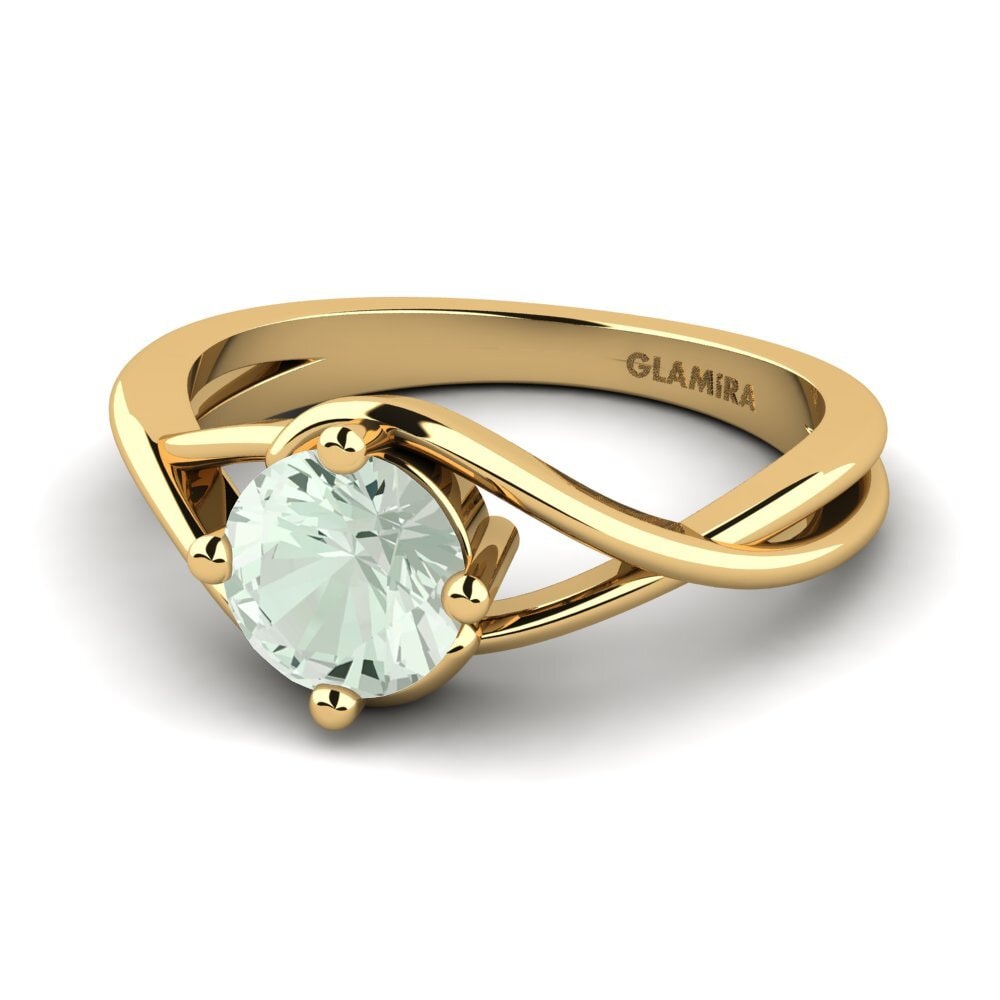18k Oro Amarillo Amatista verde Anillo de compromiso Joy 1.0crt