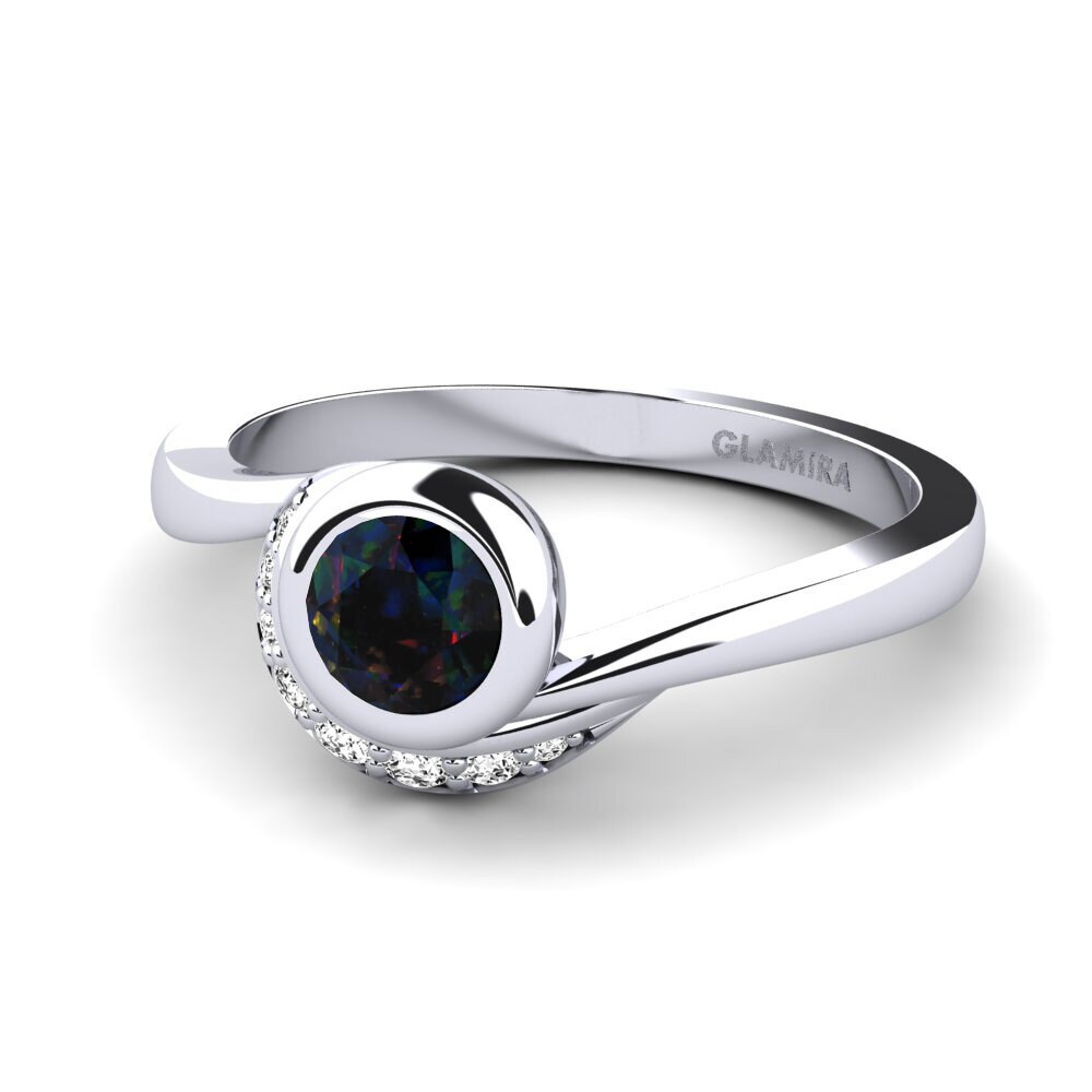 Black Opal Engagement Ring Joyce