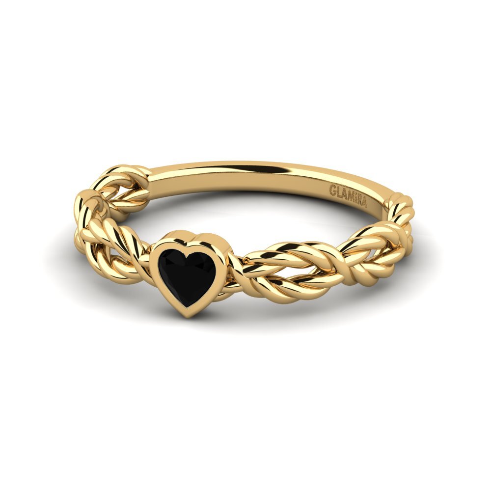 14ct Yellow Gold Black Onyx Women's Ring Juicy