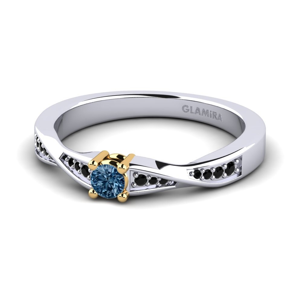 18k Oro Blanco & Amarillo Anillo de compromiso Kabena