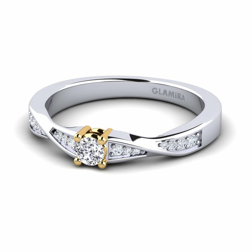 14k Oro Blanco / Amarillo Anillo de compromiso Kabena