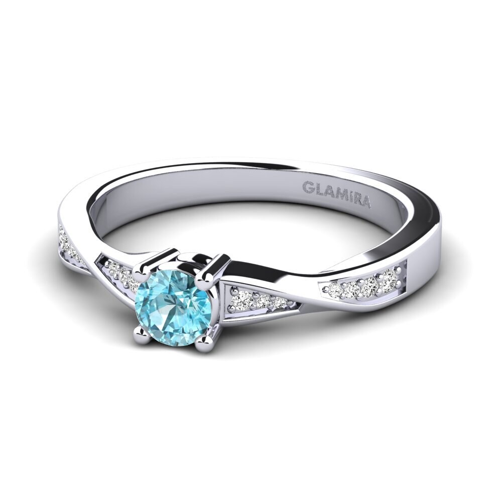 Blue Zircon Engagement Ring Kabena 0.25 crt