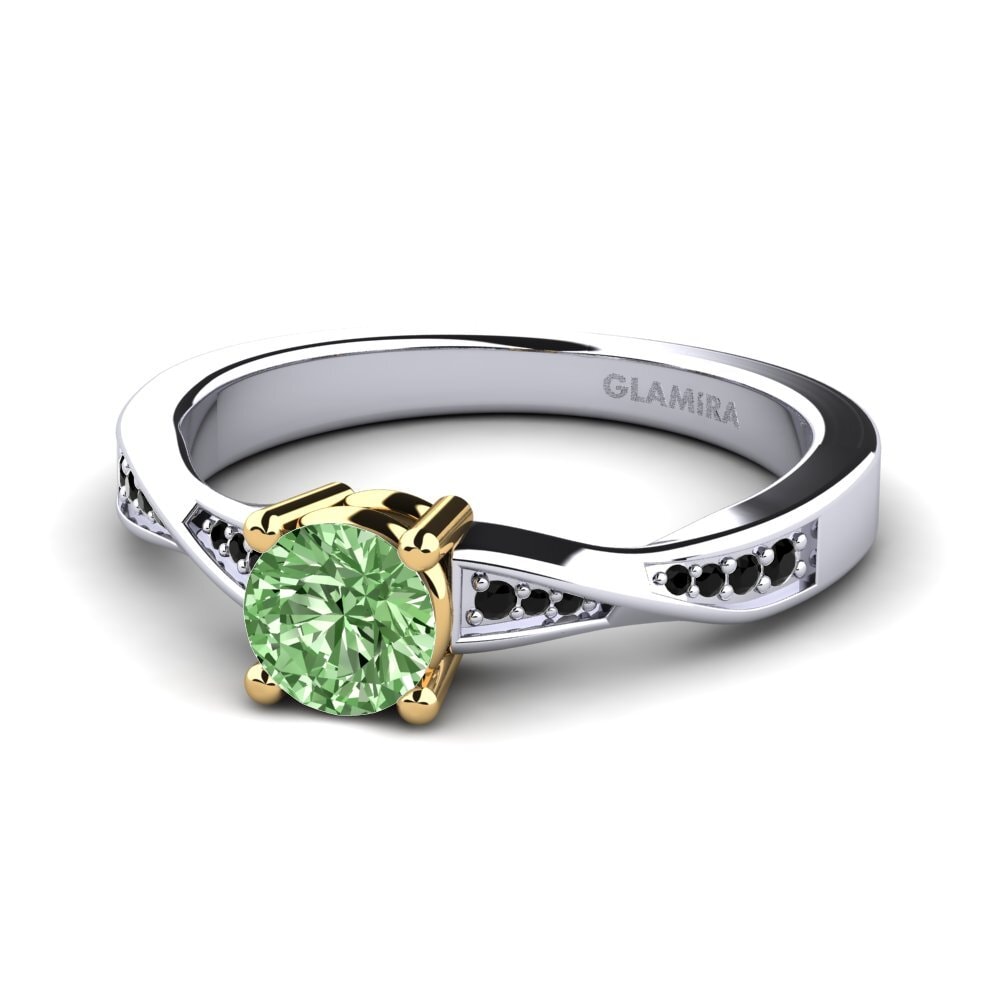 18k Oro Blanco & Amarillo Anillo de compromiso Kabena 0.5 crt