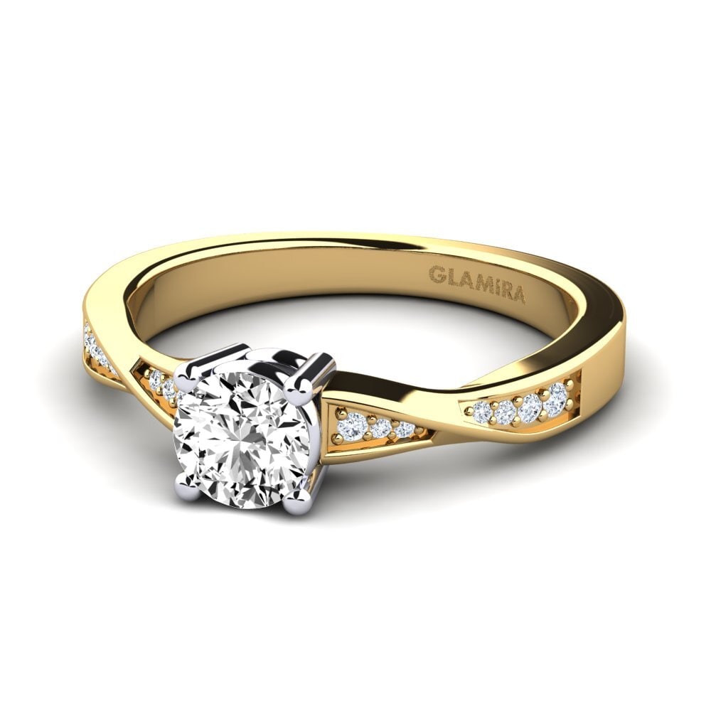Vàng-Trắng 14K Đá Moissanite Nhẫn đính hôn Kabena 0.5 crt