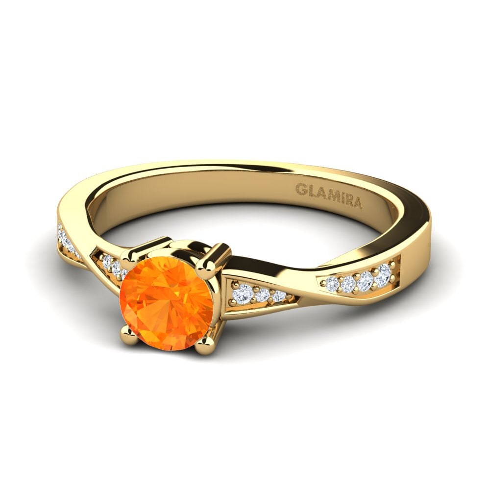18k Oro Amarillo Zafiro Naranja Anillo de compromiso Kabena 0.5 crt