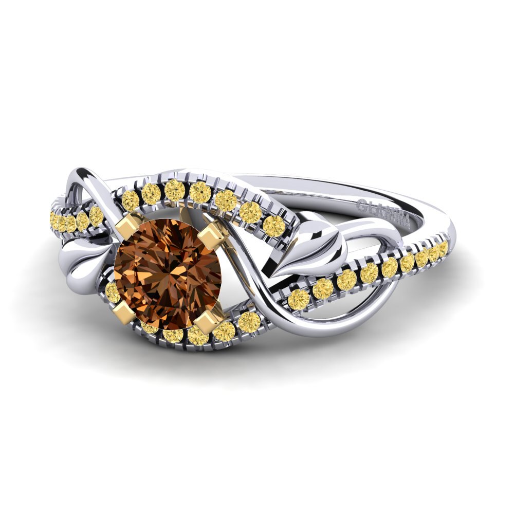 18k Oro Blanco & Amarillo Anillo de compromiso Karlee