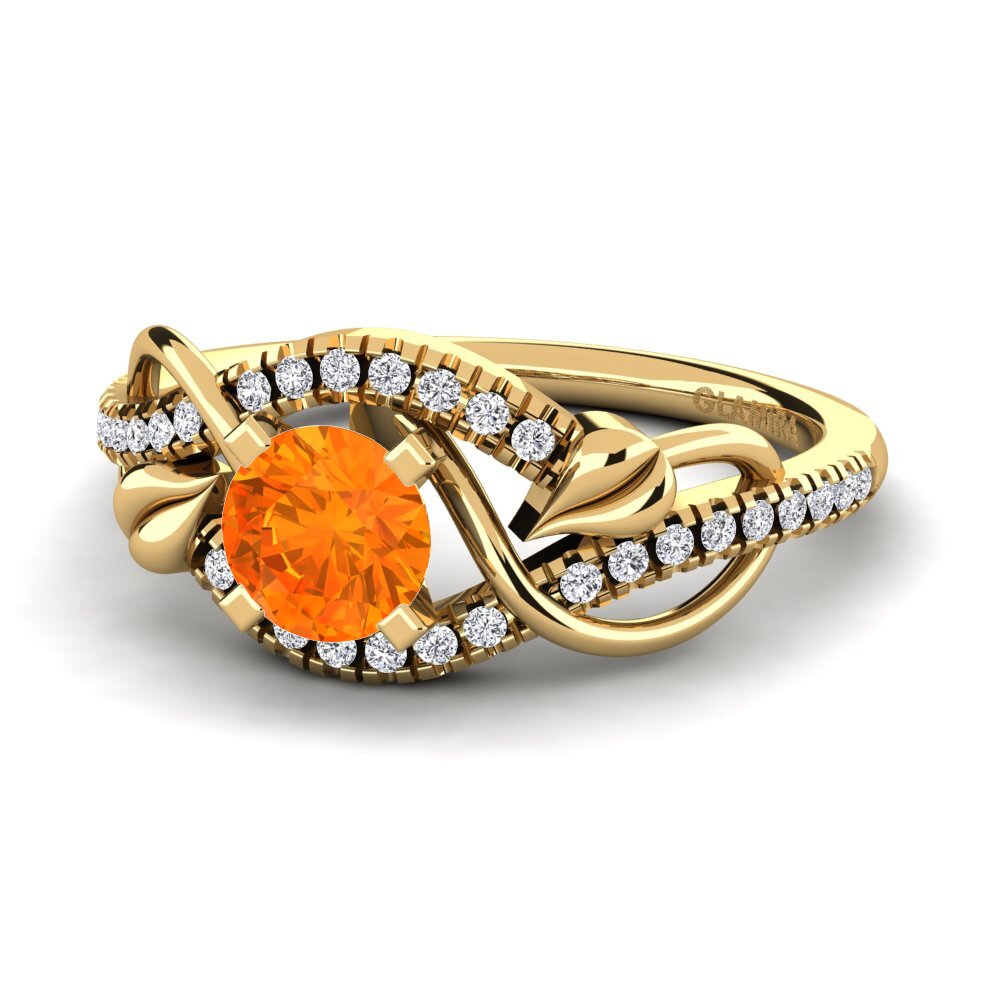 18k Oro Amarillo Zafiro Naranja Anillo de compromiso Karlee