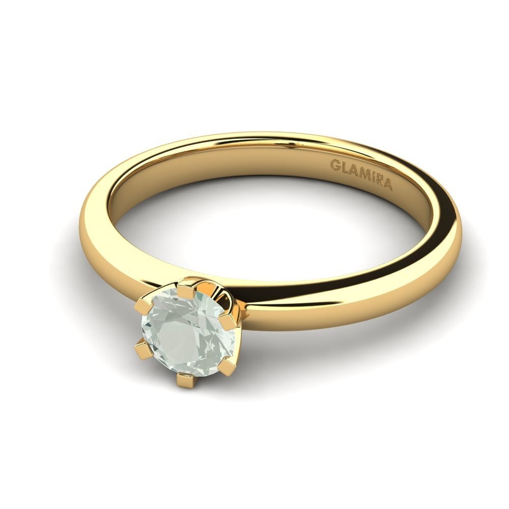 18k Oro Amarillo Amatista verde Anillo de compromiso Katherina 0.5crt