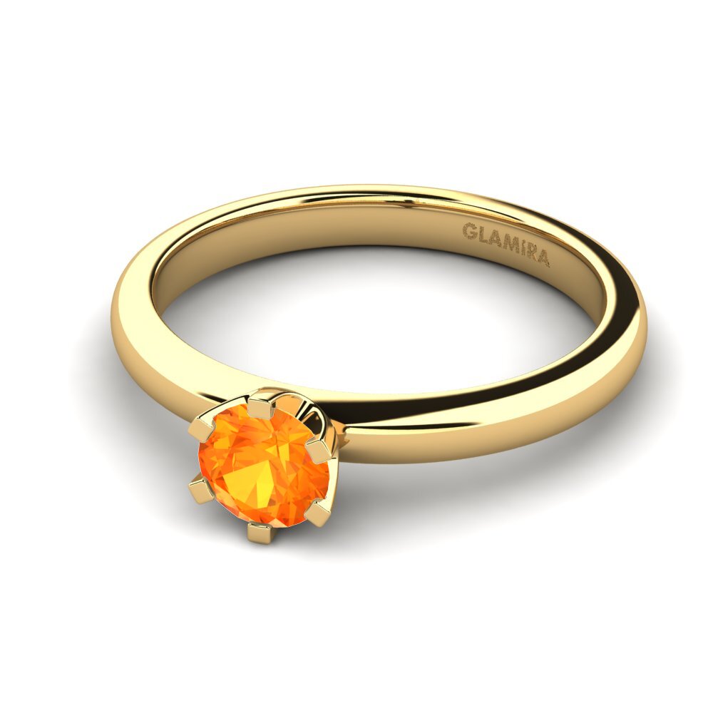 18k Oro Amarillo Zafiro Naranja Anillo de compromiso Katherina 0.5crt