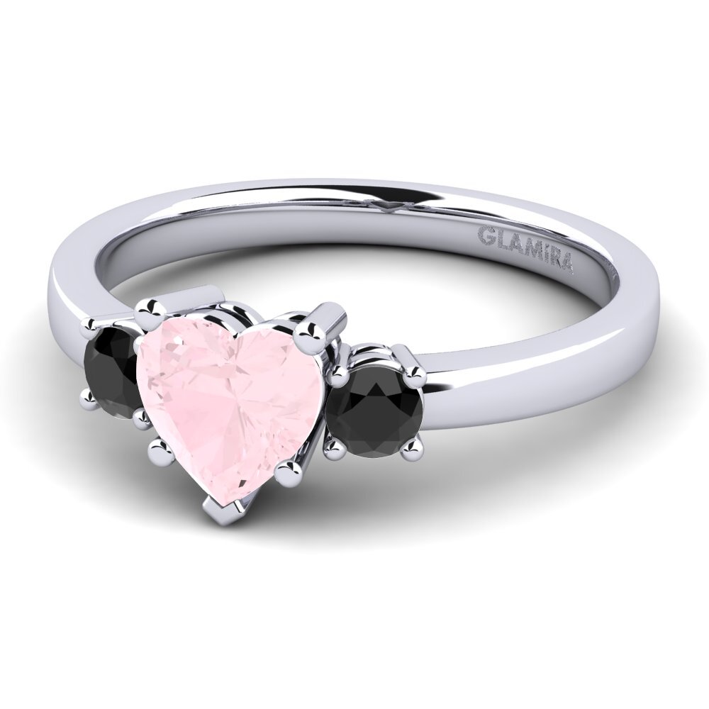 18k Oro Blanco Cuarzo rosa Anillo de compromiso Lauren