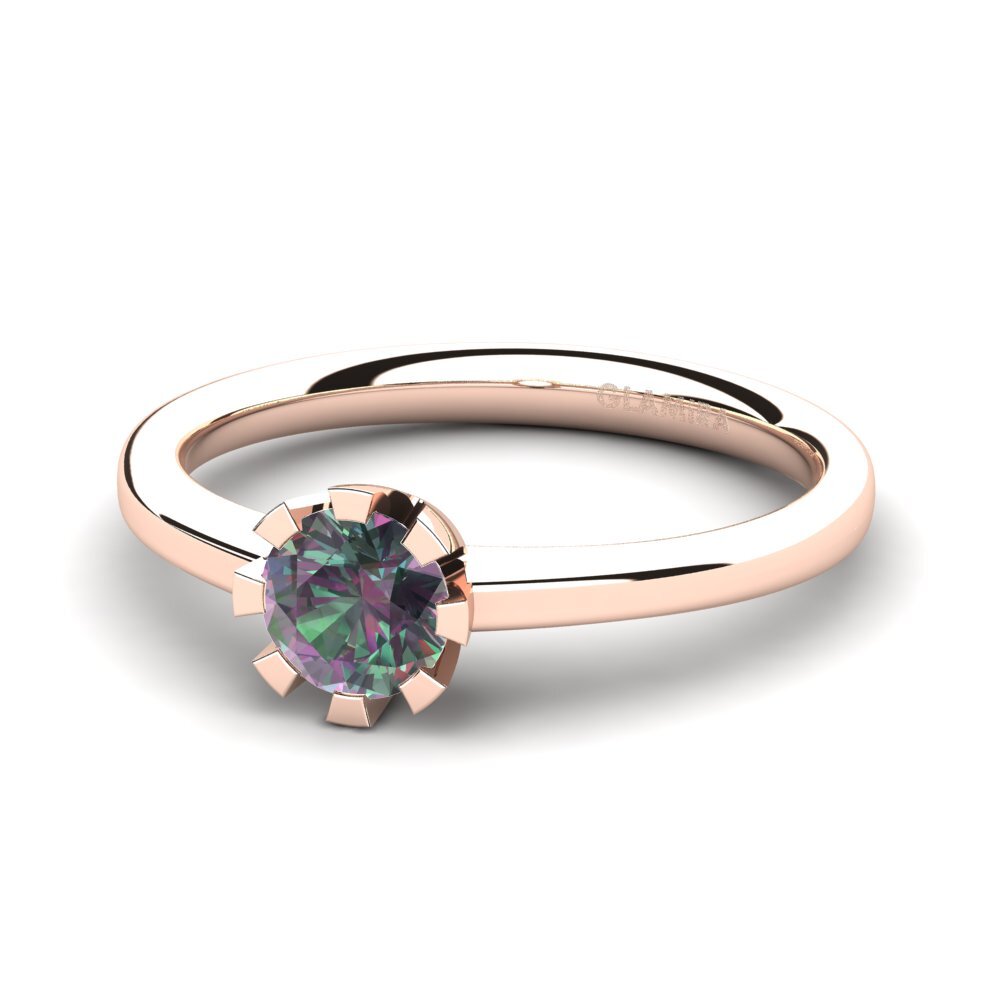 14k Oro Rosa Topacio Místico Anillo de compromiso Linderoth 0.5 crt