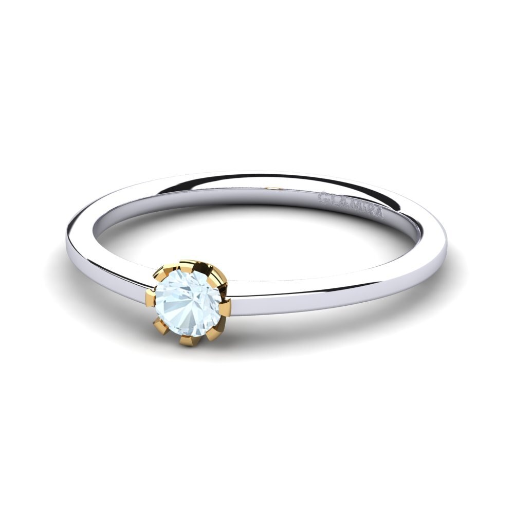 14ct White & Yellow Gold Aquamarine Women's Ring Linderoth