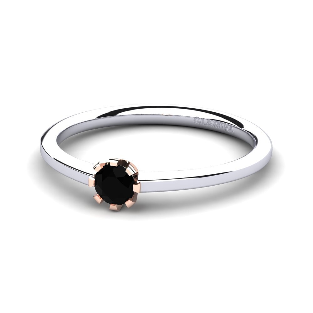 14ct White & Rose Gold Black Sapphire Women's Ring Linderoth