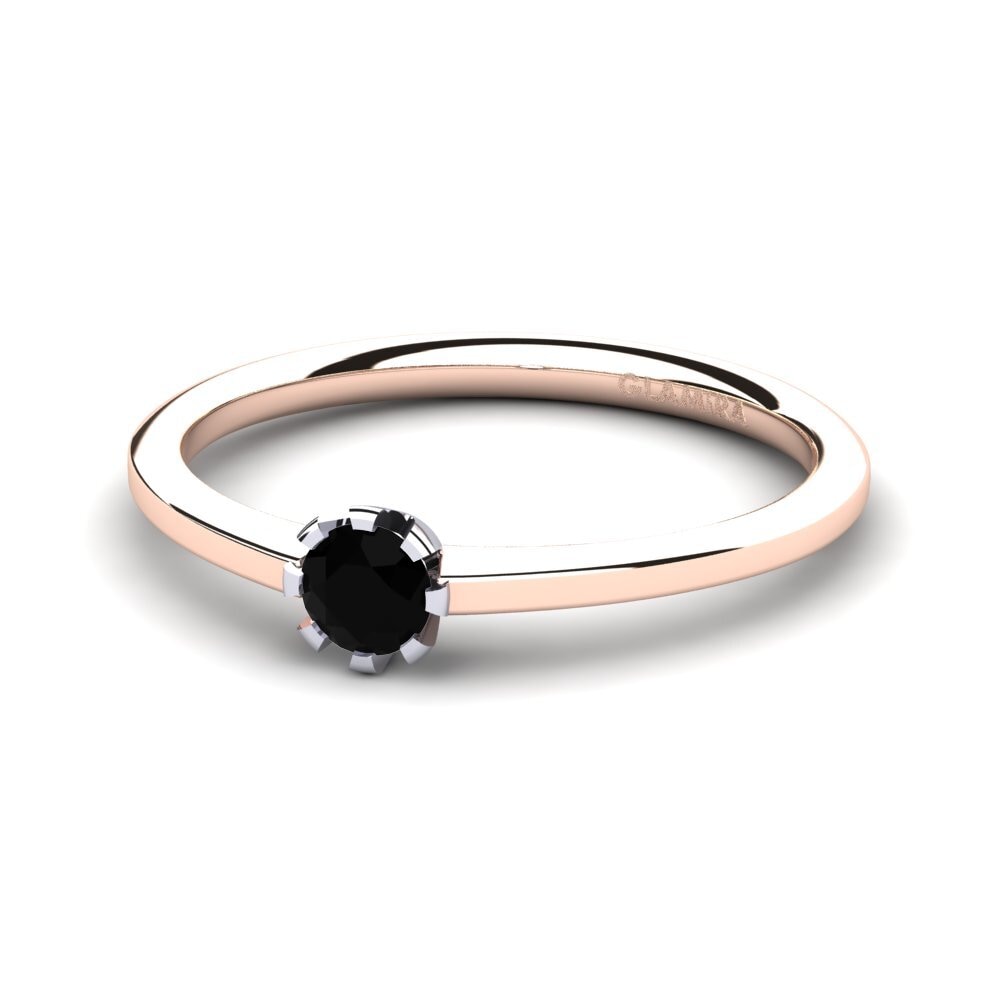 9ct Rose & White Gold Black Diamond Women's Ring Linderoth