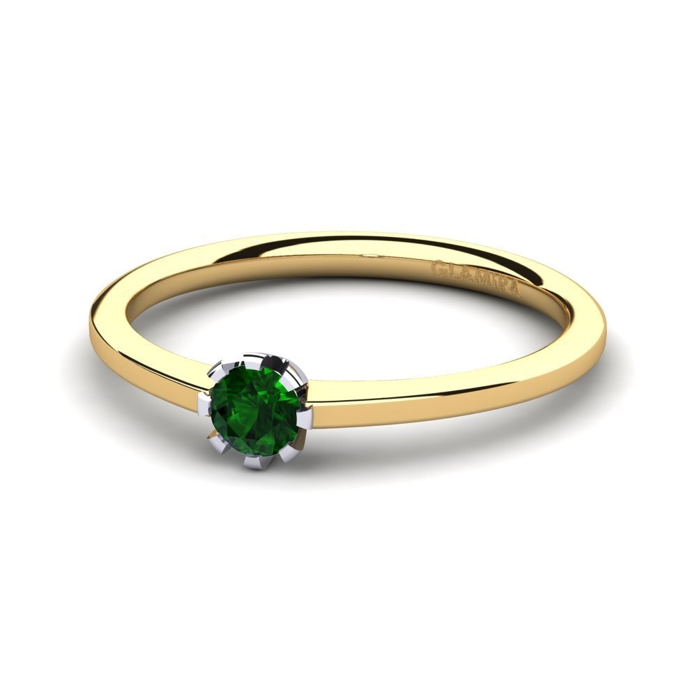 14ct Yellow & White Gold Green Tourmaline Women's Ring Linderoth