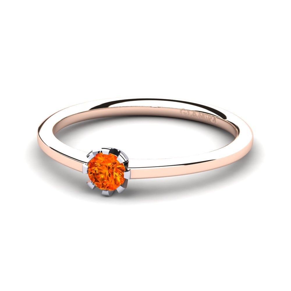 18ct Rose & White Gold Orange Sapphire Women's Ring Linderoth