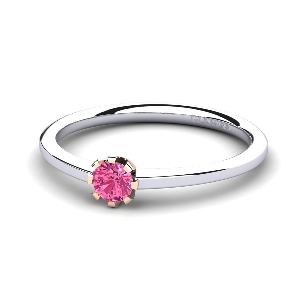 14k Oro Blanco & Rosa Turmalina rosa Anillo de Mujer Linderoth