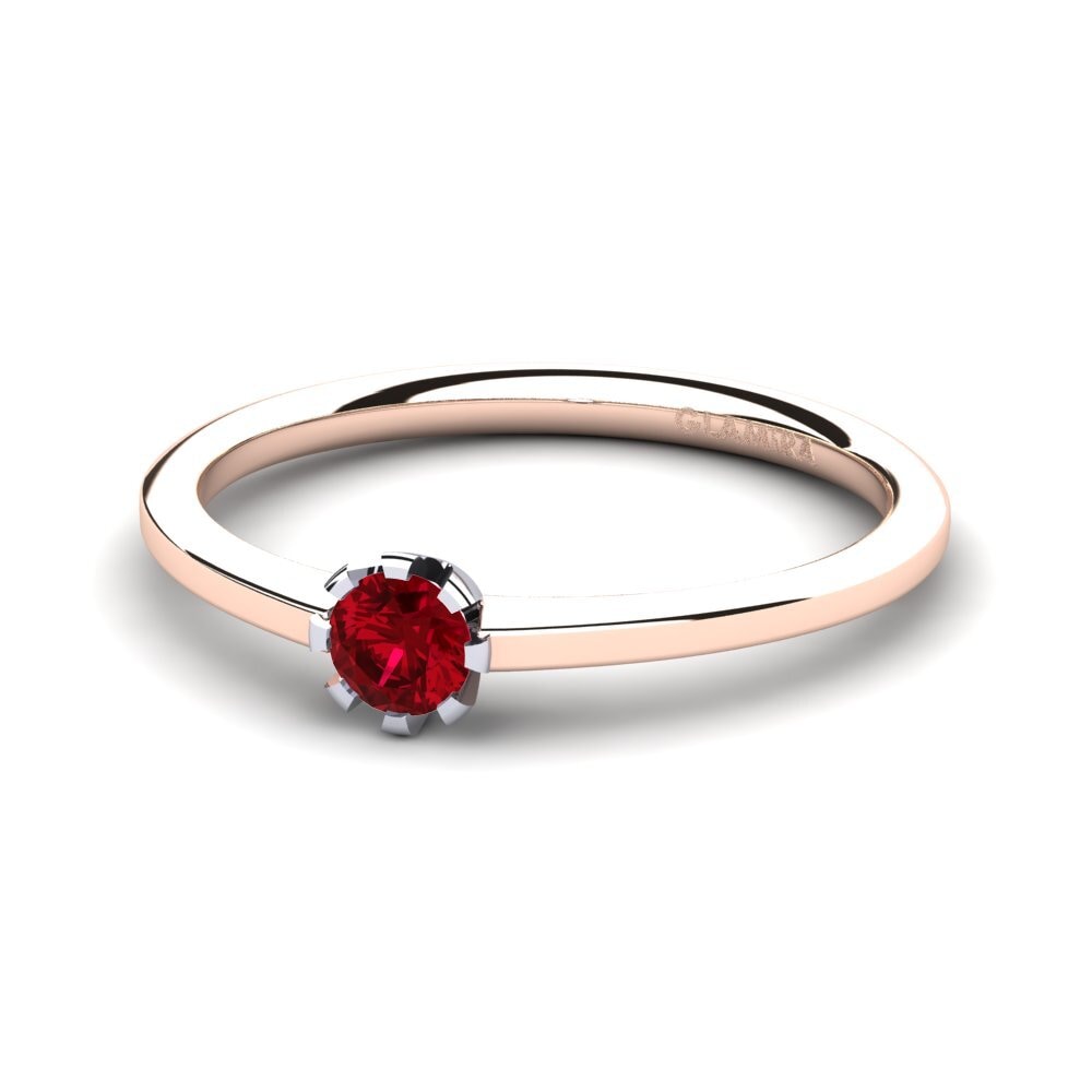 9ct Rose & White Gold Red Zirconia Women's Ring Linderoth