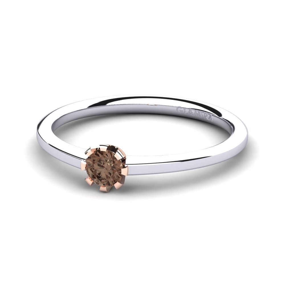 9ct White & Rose Gold Smoky Quartz Women's Ring Linderoth