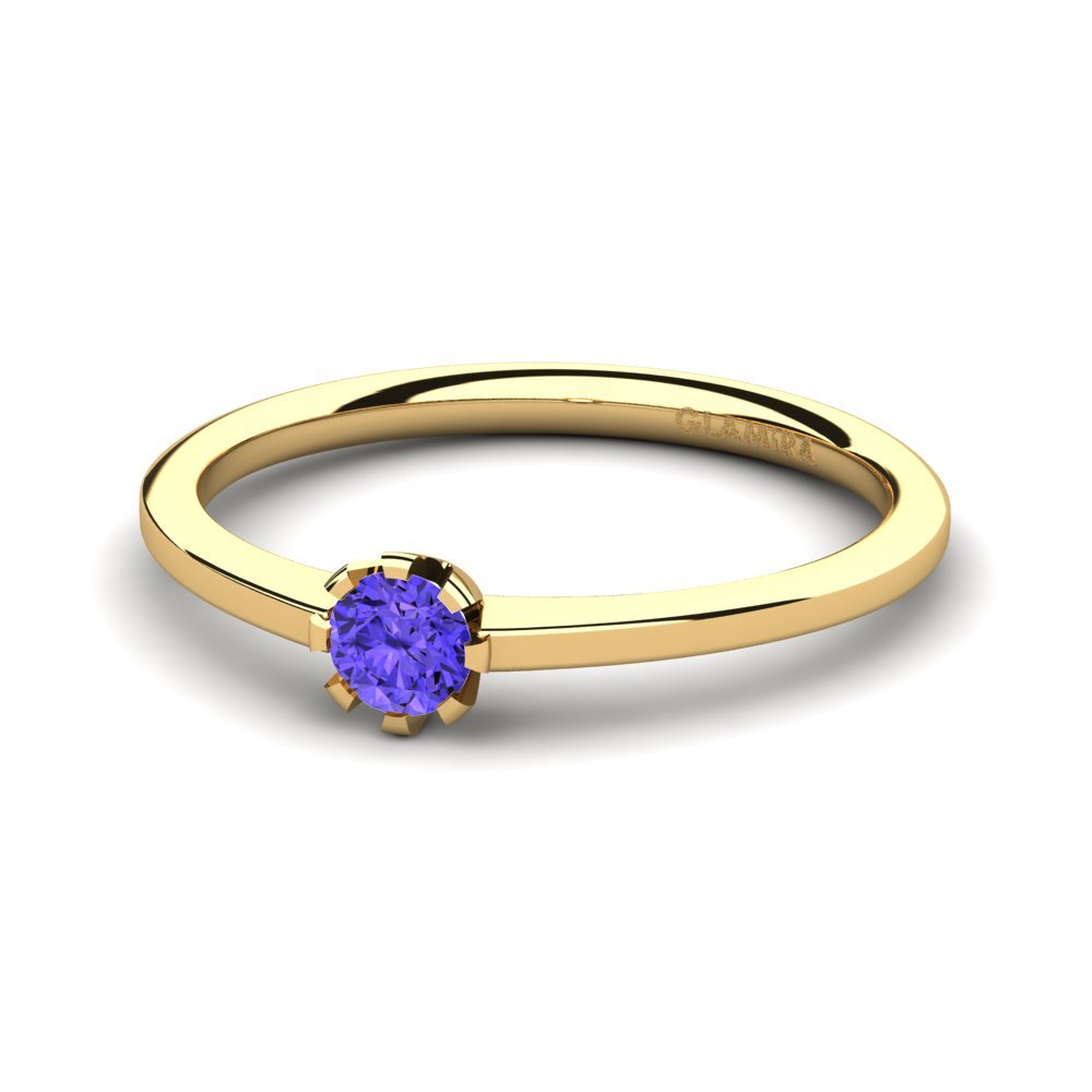 18k Oro Amarillo Tanzanita Anillo de Mujer Linderoth