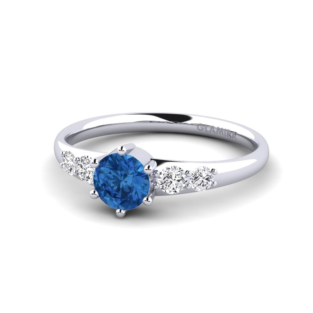 Dark Blue Zirconia Engagement Ring Lugh