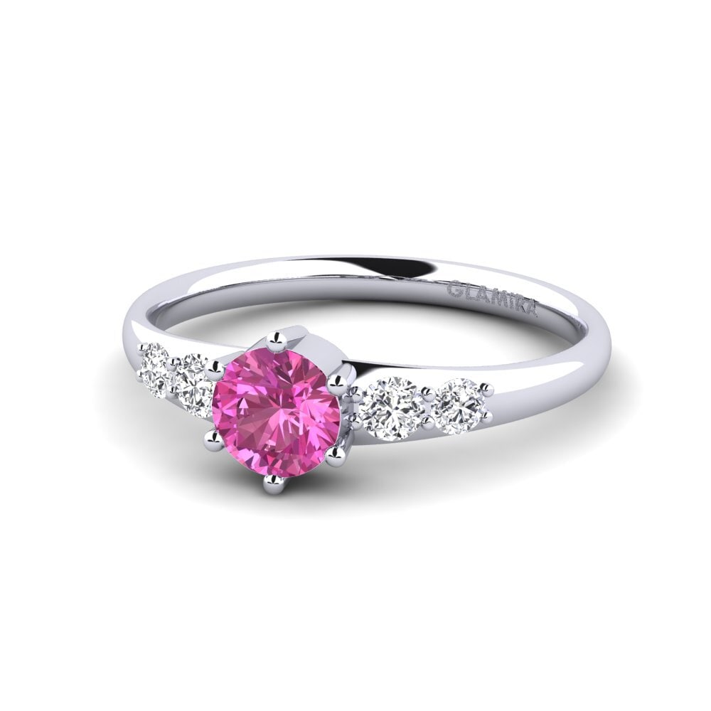 9ct White Gold Pink Topaz Engagement Ring Lugh