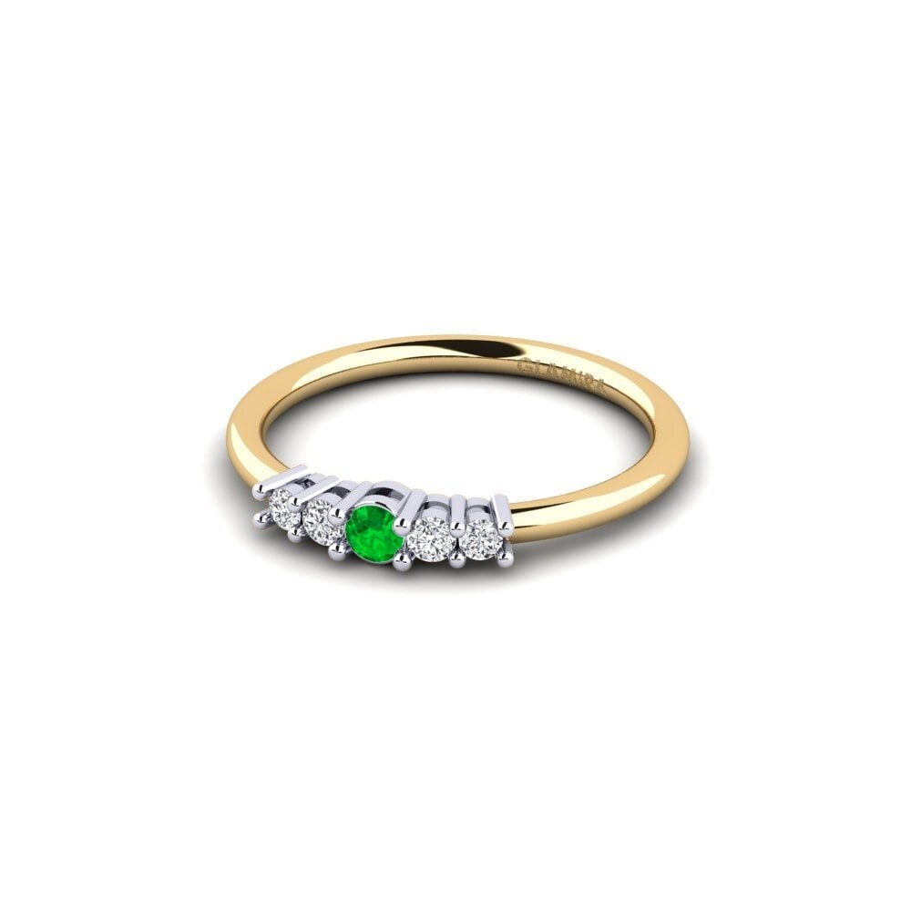 Vàng-Trắng 14K Đá Emerald / Ngọc lục Bảo Nhẫn đính hôn Macolie