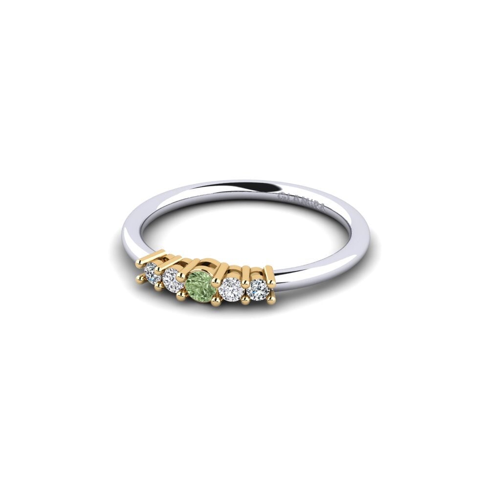 3 & 5 Stones Green Diamond 9ct White & Yellow Gold Engagement Rings