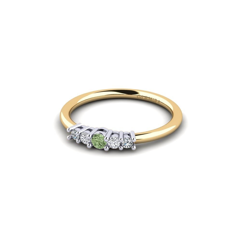 3 & 5 Stones Green Diamond 9ct Yellow & White Gold Engagement Rings