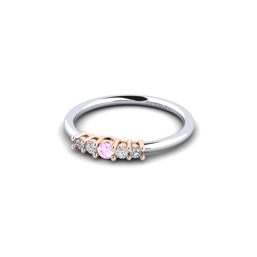 3 & 5 Stenen 14K Wit & Rood Goud Roze Saffier Verlovingsringen